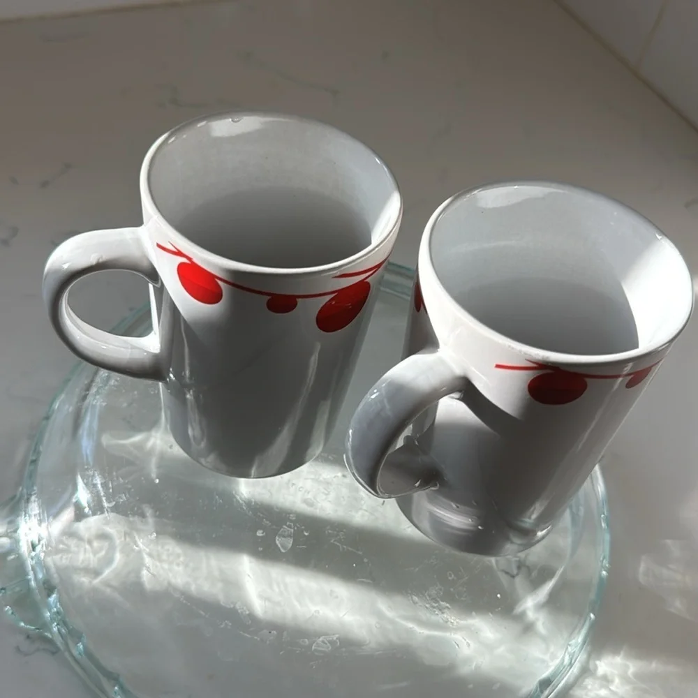 Starbucks Christmas Mug Coffee Cup Red Dot Holiday Ornament 10oz 2012 (2) mugs